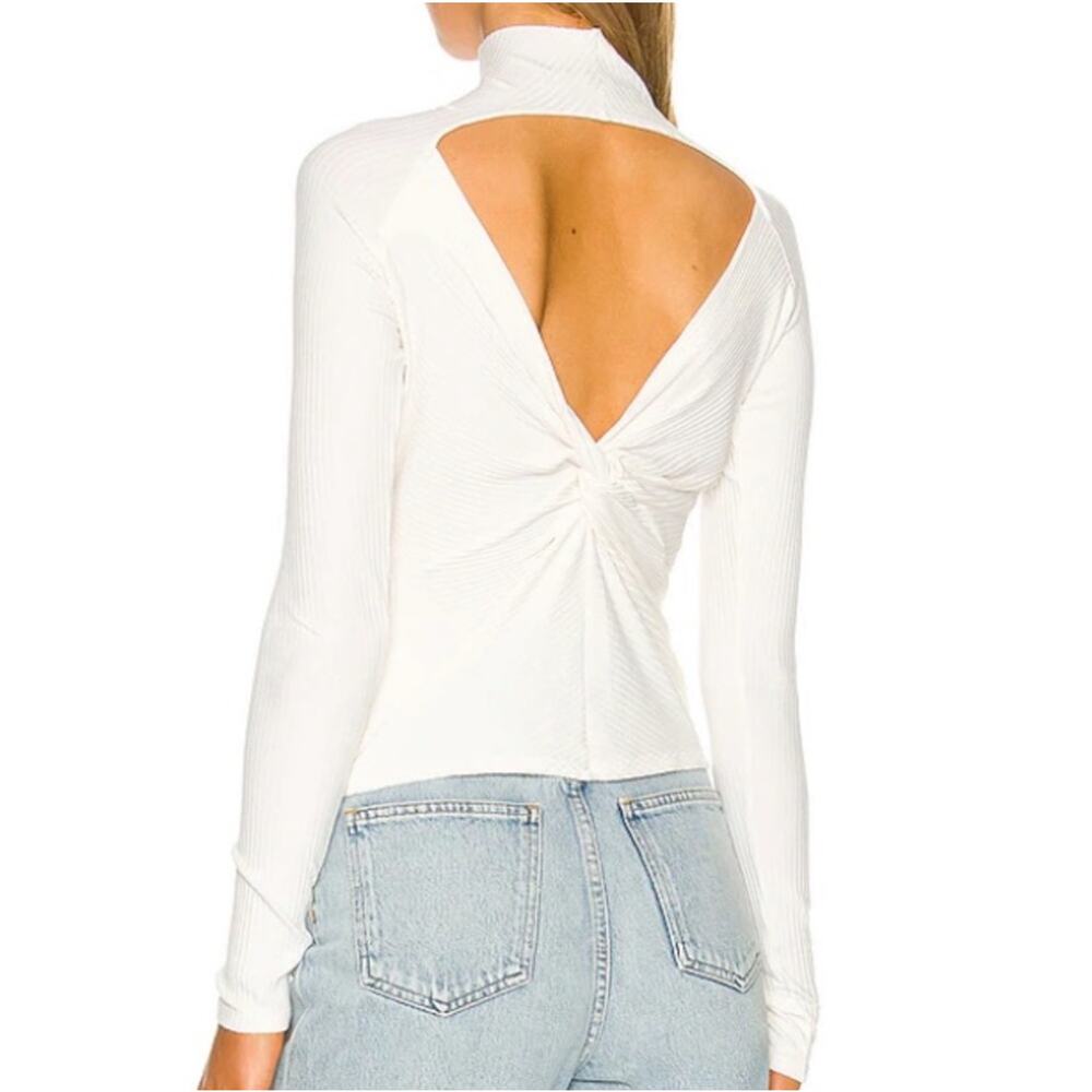 Enza Costa Viscose Rib Twist Back Long Sleeve Sweater Sz M